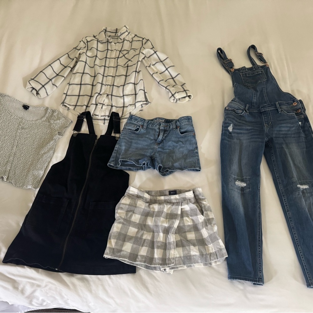 Girls Clothing size 10/12 overalls, skort, shorts shirts BUNDLE